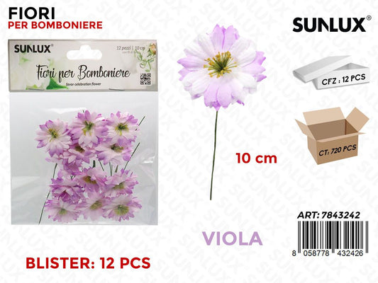 Fiore Decorativo Viola c/ Gambo 12PC-10CM