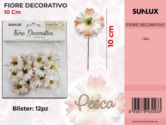 Fiore Decorativo Pesca c/ Gambo 12PC-10CM