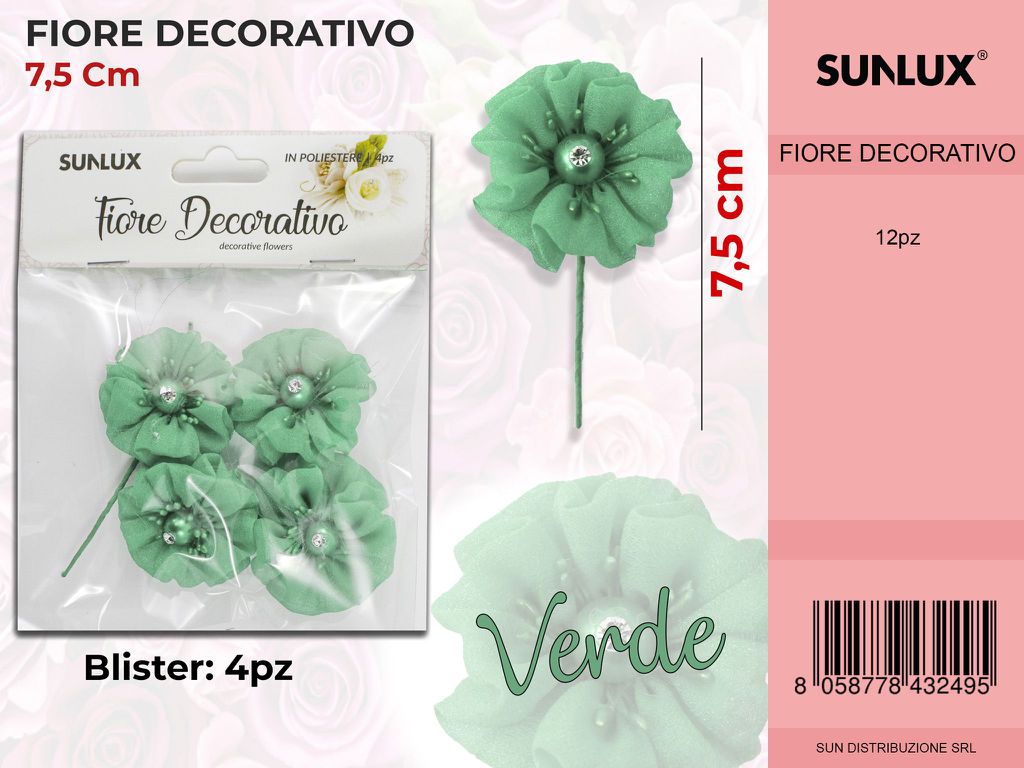 Fiore Decorativo Verde 4PC-7.5CM