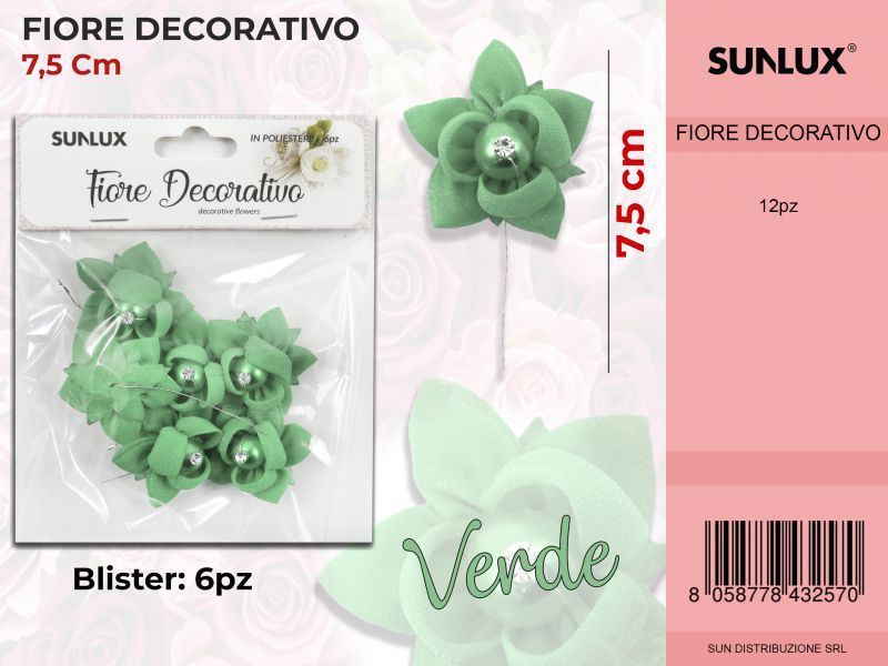 Fiore Decorativo Verde 6PC- 7.5CM