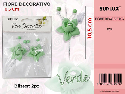 Fiore Decorativo Verde 2PC- 10.5CM