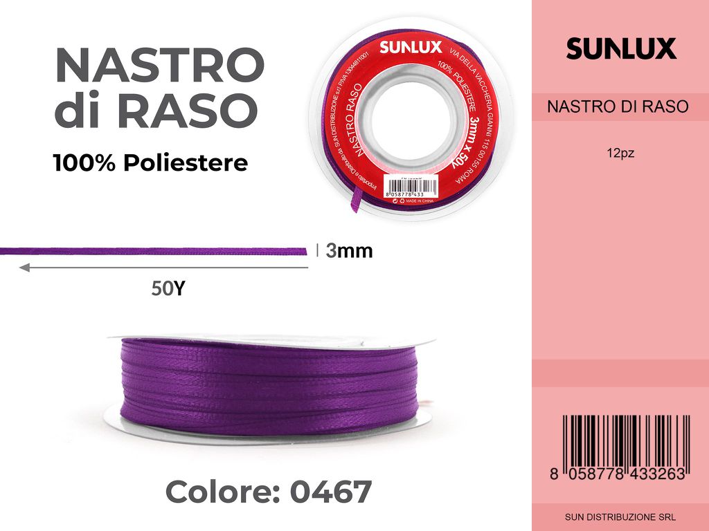 Nastro in Raso 3MM* 50Y Col. 0467