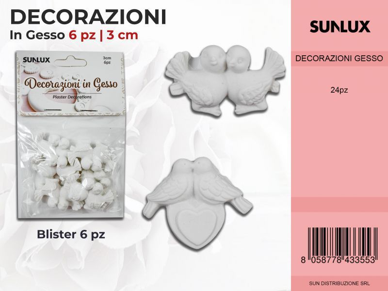 Dec.in Gesso Fant. Colombe 6PC-3CM