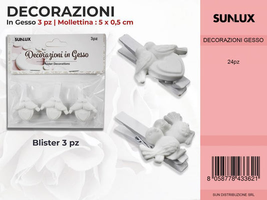 Mollette c/ Dec.in Gesso Fant. Colombe 3PC-5CM