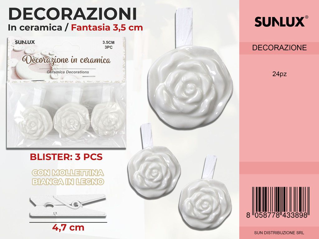 Molletta Dec. Ceramica Rosa 3PC-4.7CM
