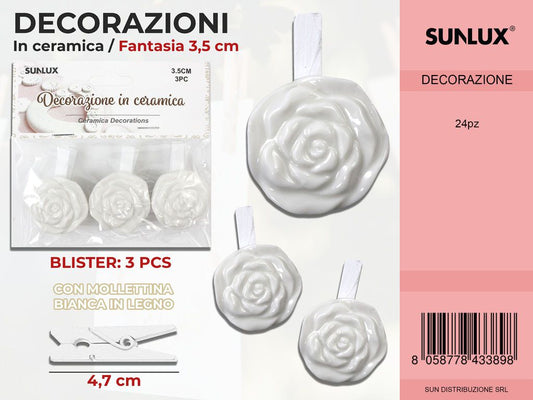 Molletta Dec. Ceramica Rosa 3PC-4.7CM