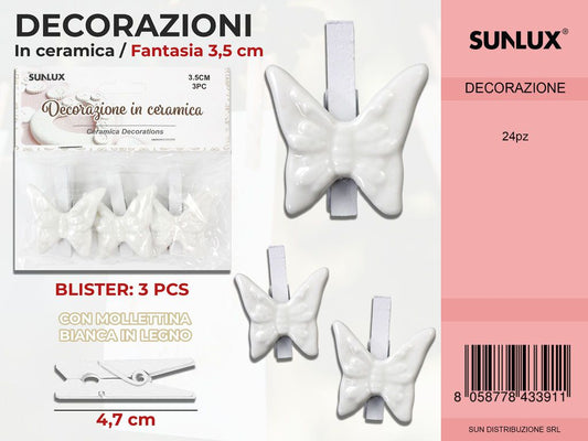 Molletta Dec. Ceramica Farfalla 3PC-4.7CM