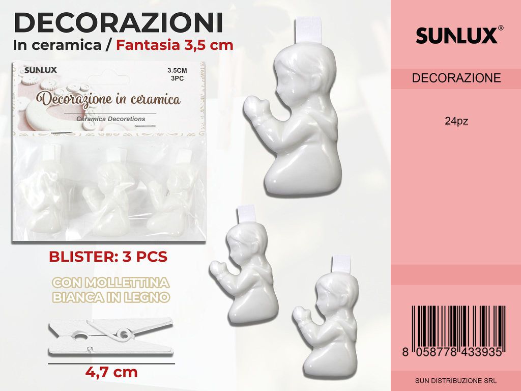 Molletta Dec. Ceramica Angelo 3PC-4.7CM