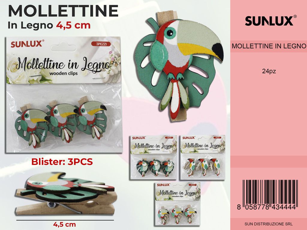 Mollettine in Legno Tucano 4.5CM-3PCS