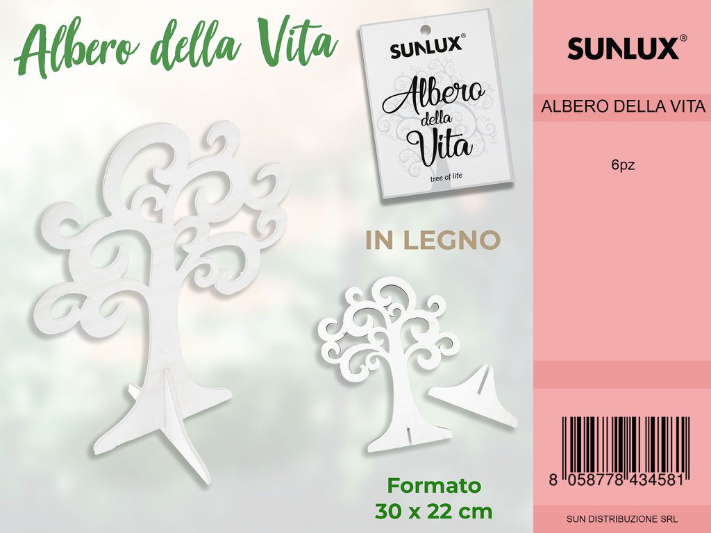 Albero della Vita in Legno Bianco 30*22CM