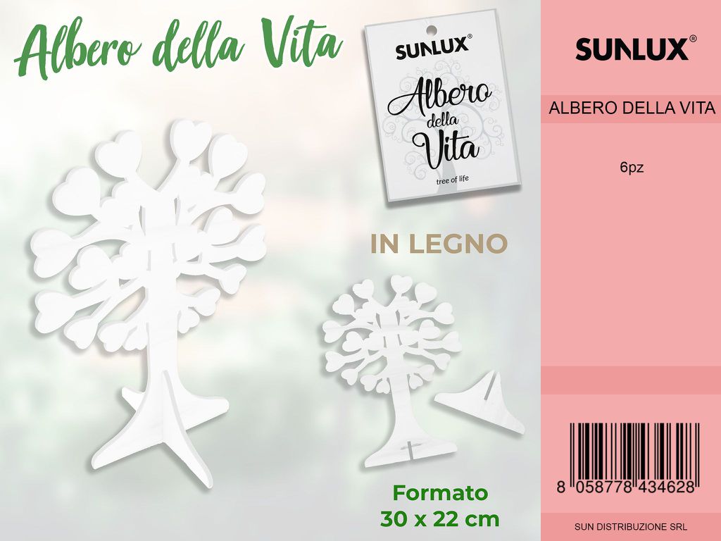 Albero della Vita in Legno Bianco 30*22CM