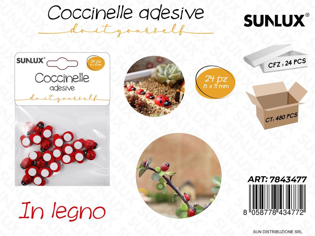 Coccinelle Adv in Legno 24PCS 8*11MM