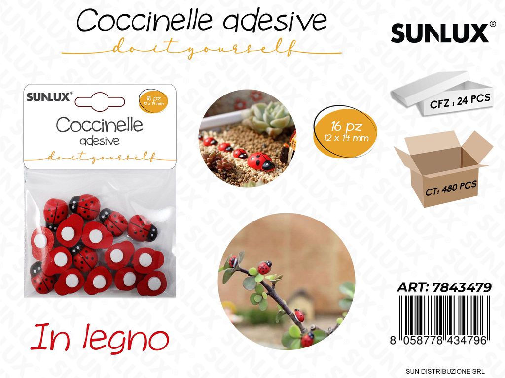 Coccinelle Adv in Legno 16PCS 12*14MM