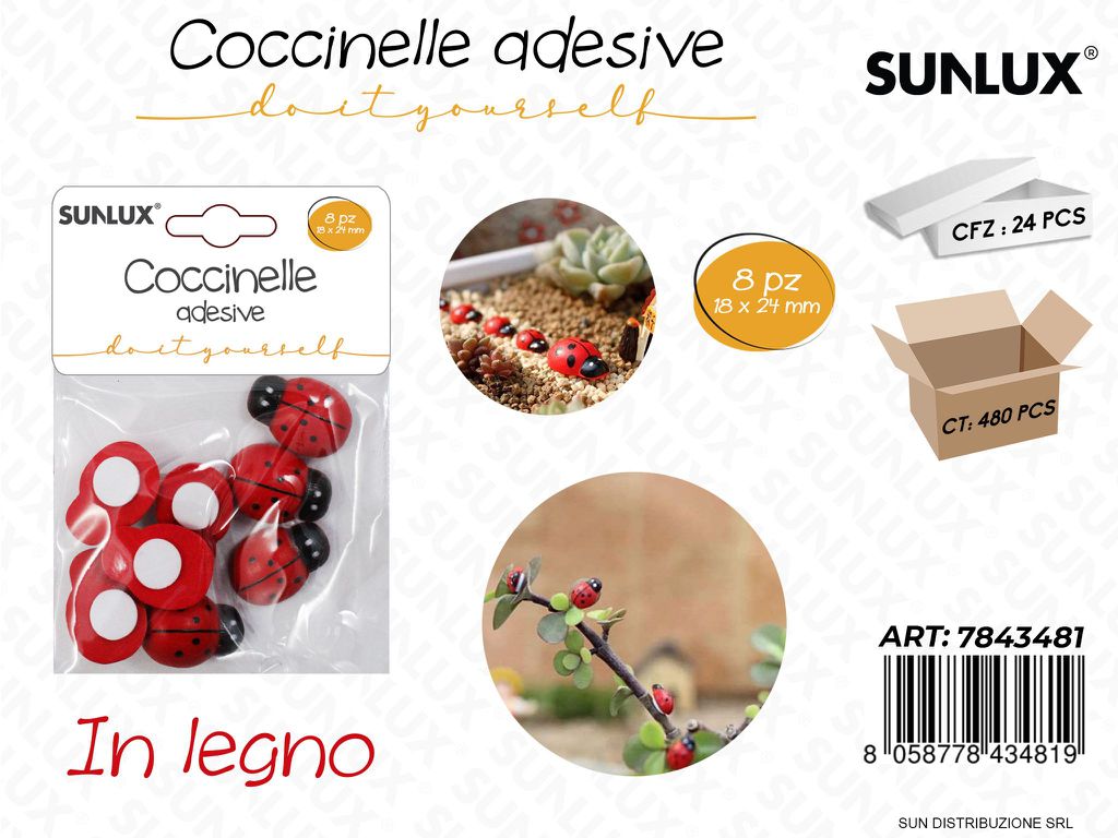 Coccinelle Adv in Legno 8PCS 18*24MM