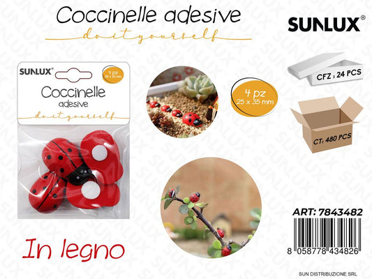 Coccinelle Adv in Legno 4PCS 25*35MM