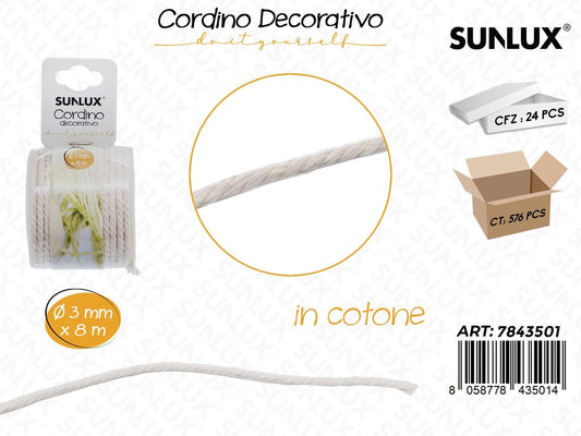 Cordino Dec. in Cotone D.3MM* 8MT