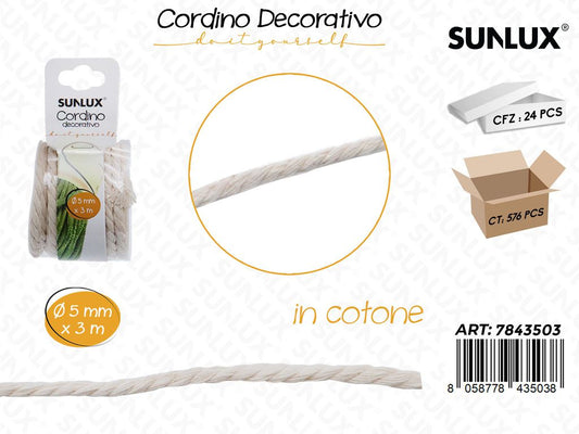 Cordino Dec. in Cotone D.5MM* 3MT