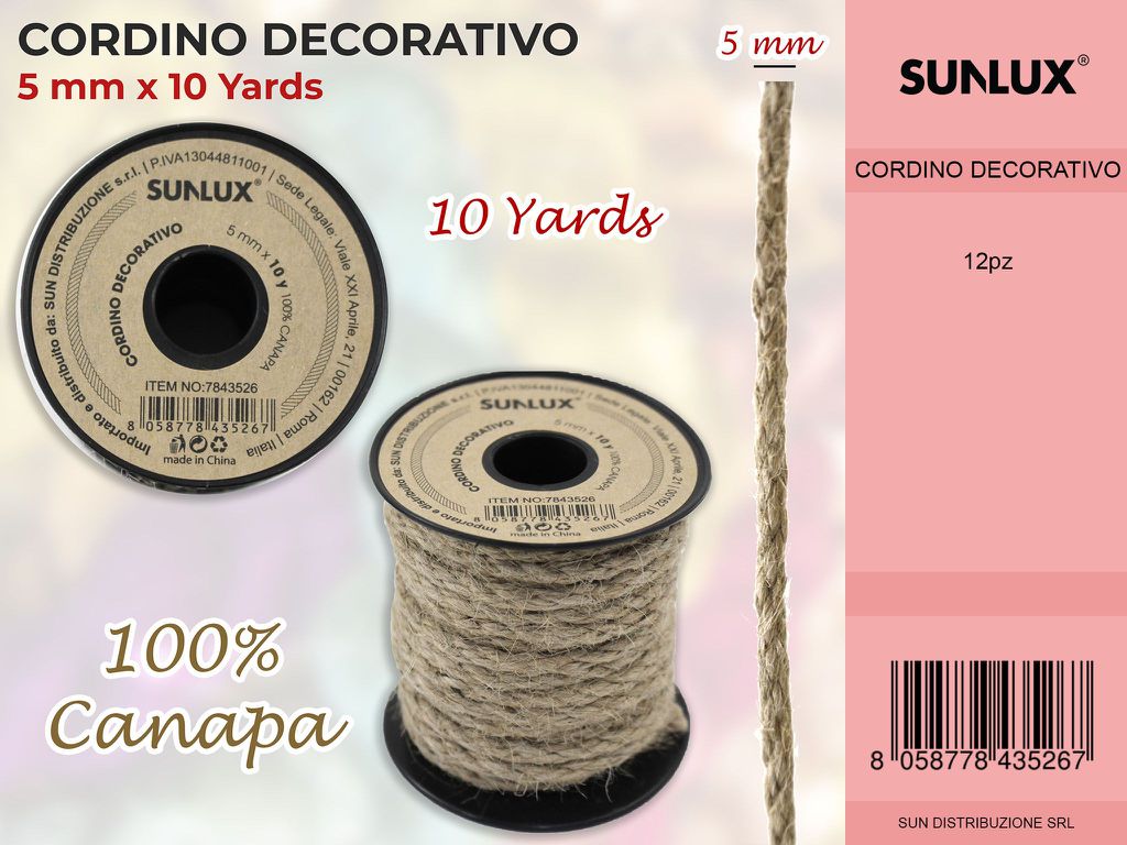 Sunlux Cordino Dec. Canapa 4MM*10Y
