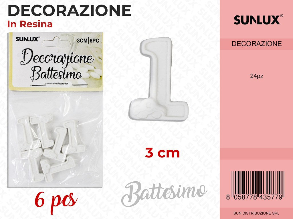 Dec. in Resina Battesimo 6PCS- 3CM
