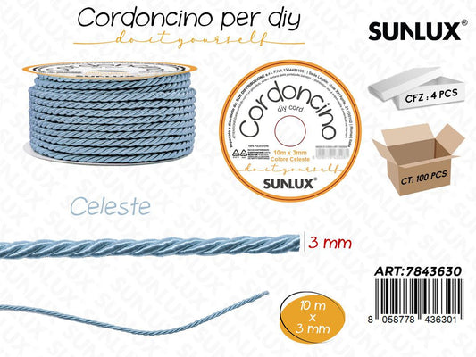 Cordoncino per Diy Celeste 3MM*10MT