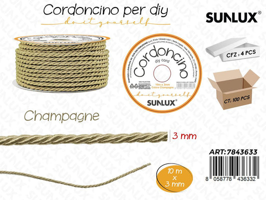 Cordoncino per Diy Champagne 3MM*10MT