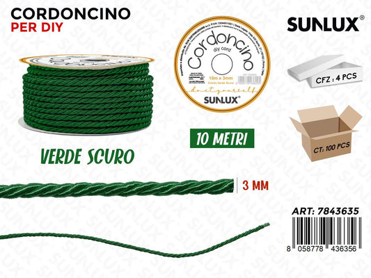 Cordoncino per Diy Verde Sc. 3MM*10MT