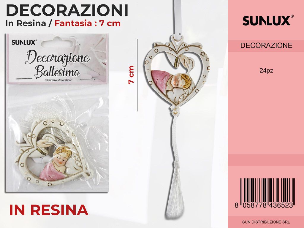 Dec. Battesimo Rosa in Resina Fant. 7CM