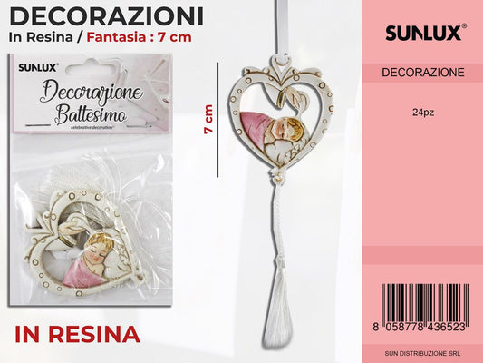 Dec. Battesimo Rosa in Resina Fant. 7CM