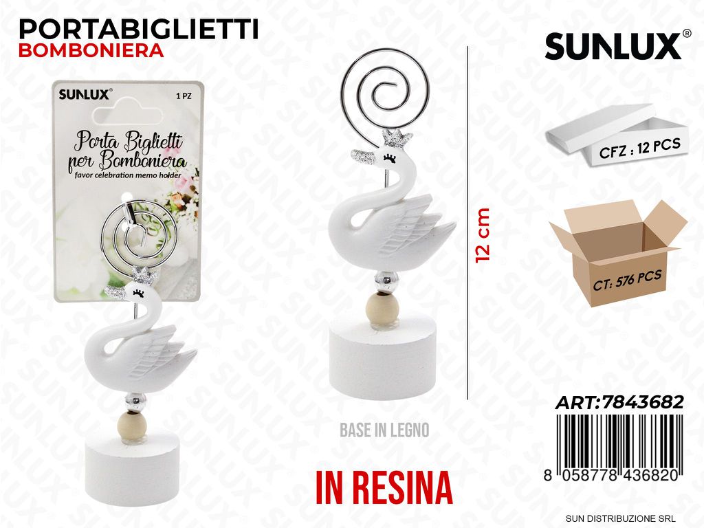 Portabiglietti Bomb. Resina Cigno 12CM