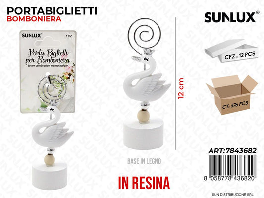 Portabiglietti Bomb. Resina Cigno 12CM