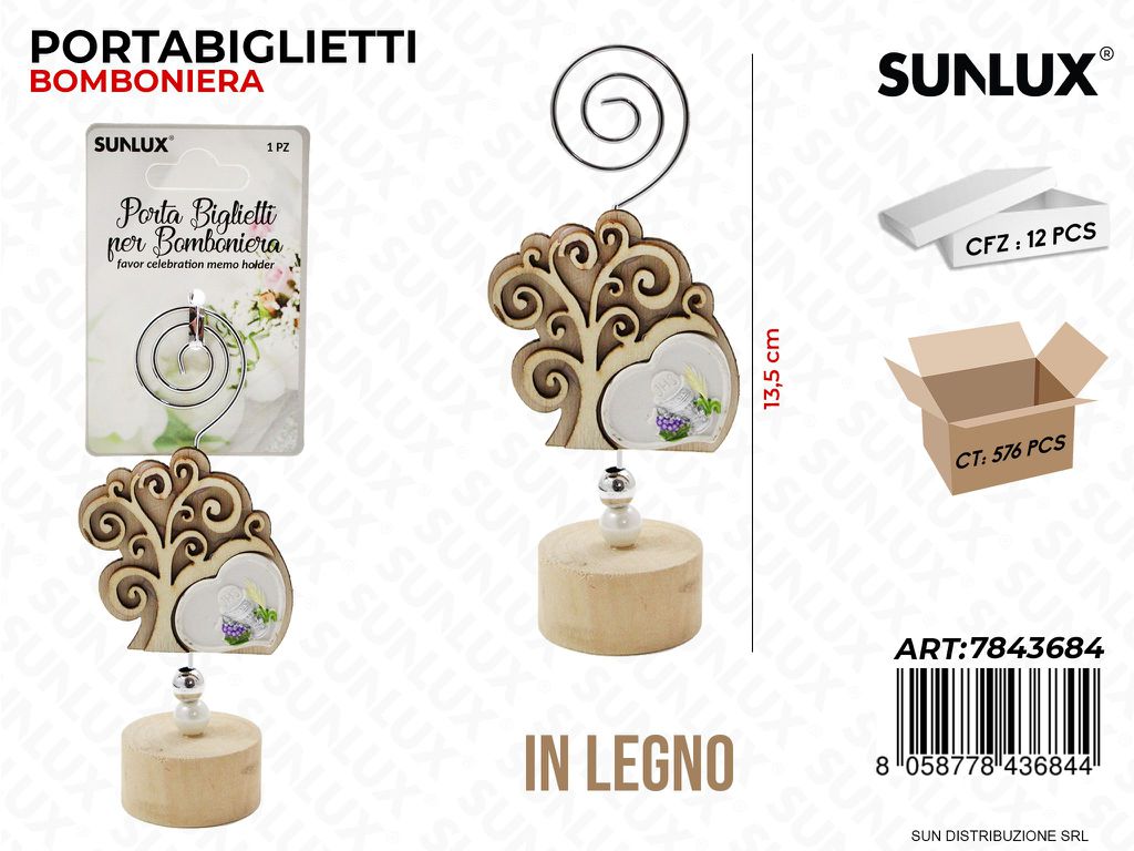Portabiglietti Bomb. Legno Comunione 13.5CM