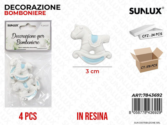 Dec. Bomb. Resina Cavalluccio Cel. 4PCS 3CM