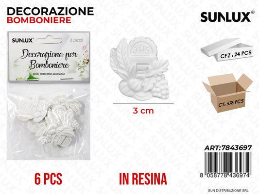 Dec. Bomb. Resina Comunione 6PCS 3CM