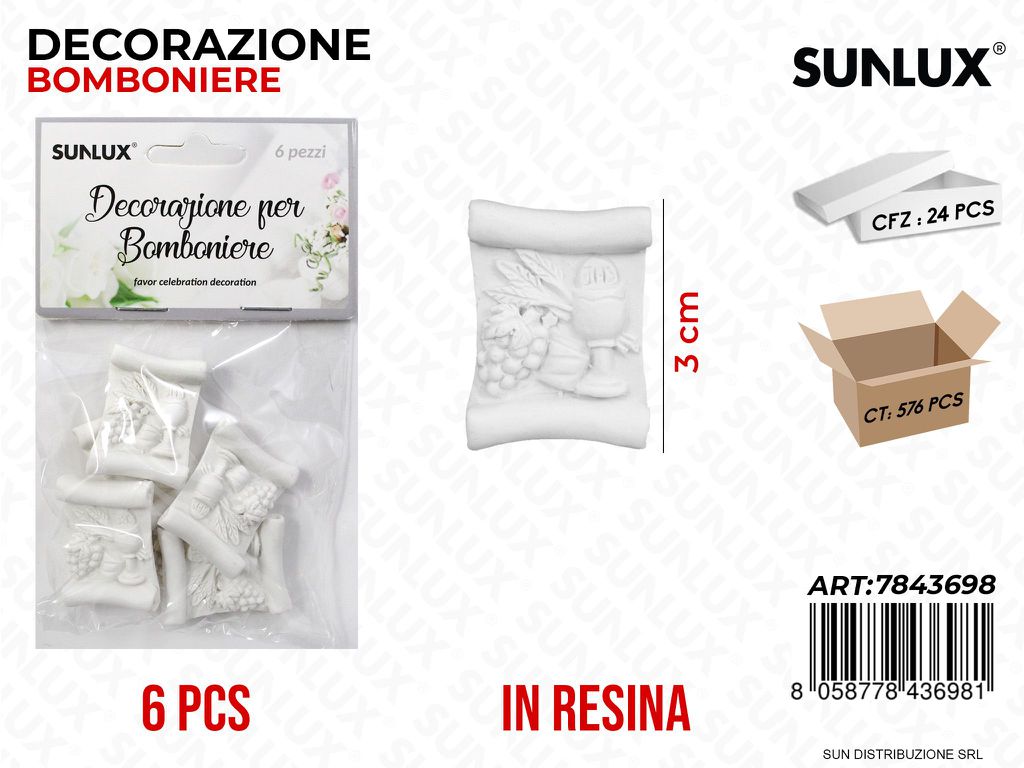 Dec. Bomb. Resina Comunione 6PCS 3CM