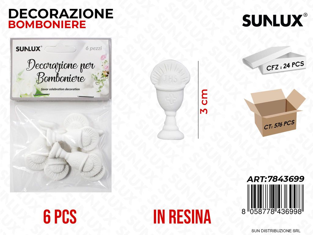 Dec. Bomb. Resina Comunione 6PCS 3CM