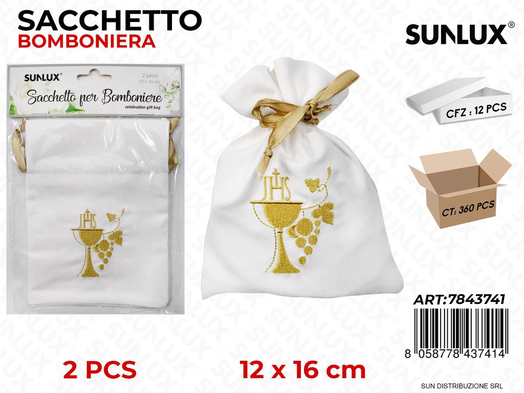 Sacchetto Bomb. Comunione 2PCS 12*16CM / Pz da 12