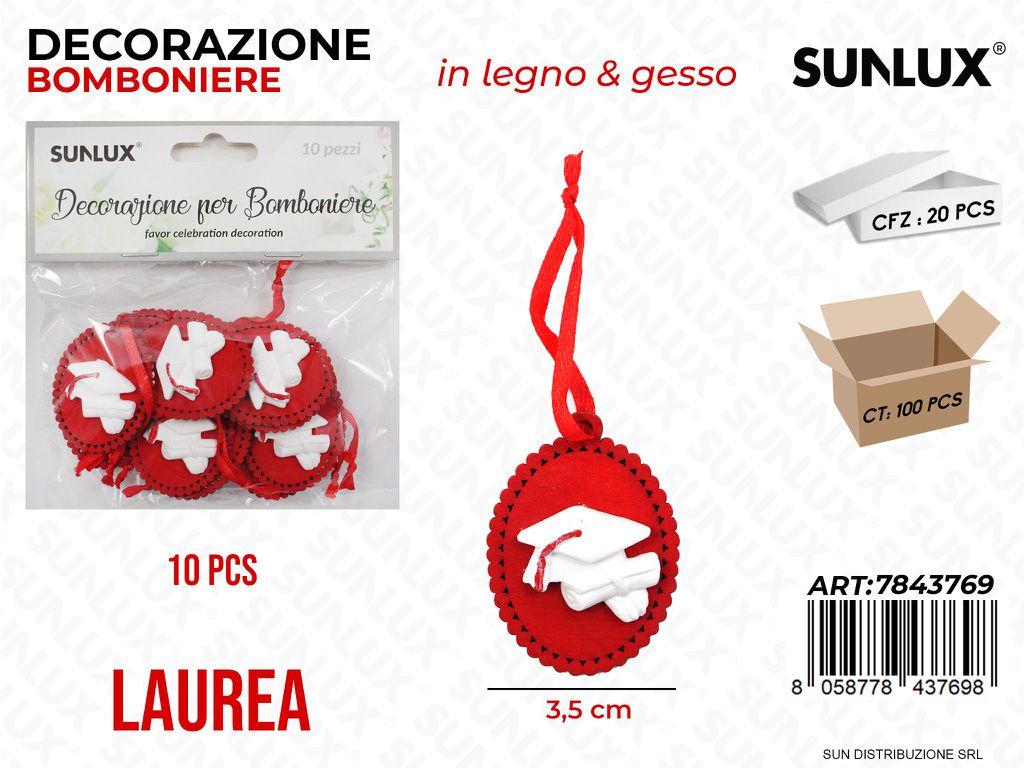 Dec. per Bomboniere Laurea 10PCS 3.5CM