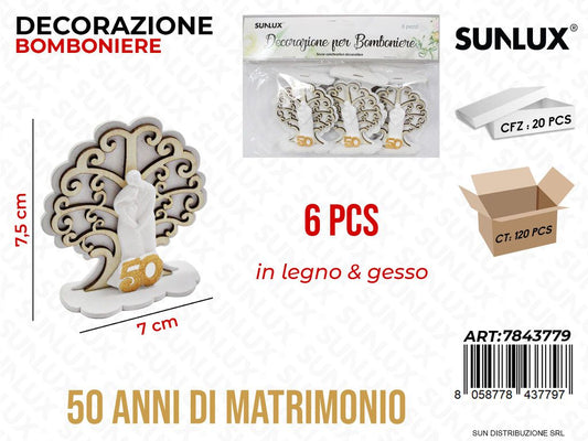Dec. Bomb. 50ANNI Matrimonio 6PCS 7*7.5CM