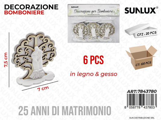 Dec. Bomb. 25ANNI Matrimonio 6PCS 7*7.5CM