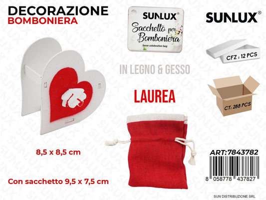 Scatolina Bomb. in Legno c/ Sacc. Laurea 8.5CM
