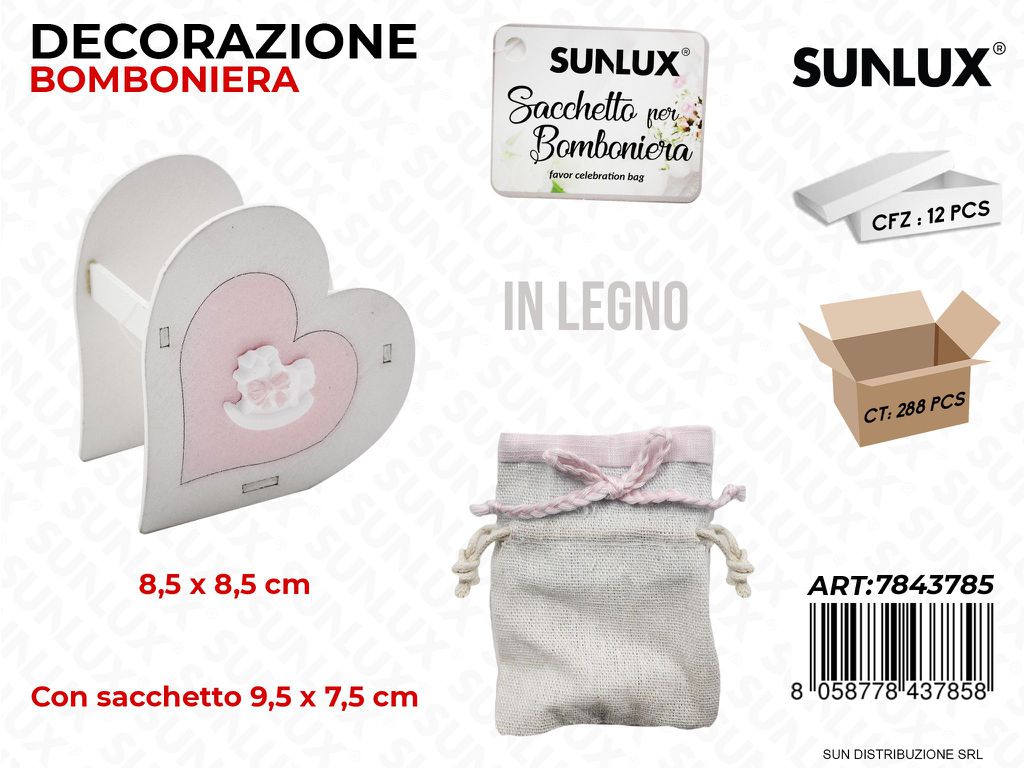 Scatolina Bomb. in Legno c/ Sacc. Girl 8.5CM