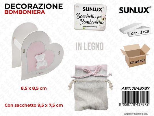 Scatolina Bomb. in Legno c/ Sacc. Girl 8.5CM