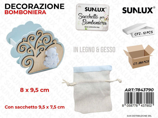 Scatolina Bomb. in Legno c/ Sacc. Boy 8*9.5CM
