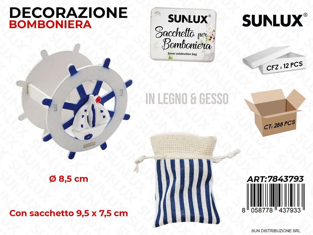 Scatolina Bomb. in Legno c/ Sacc. Timone 8.5CM