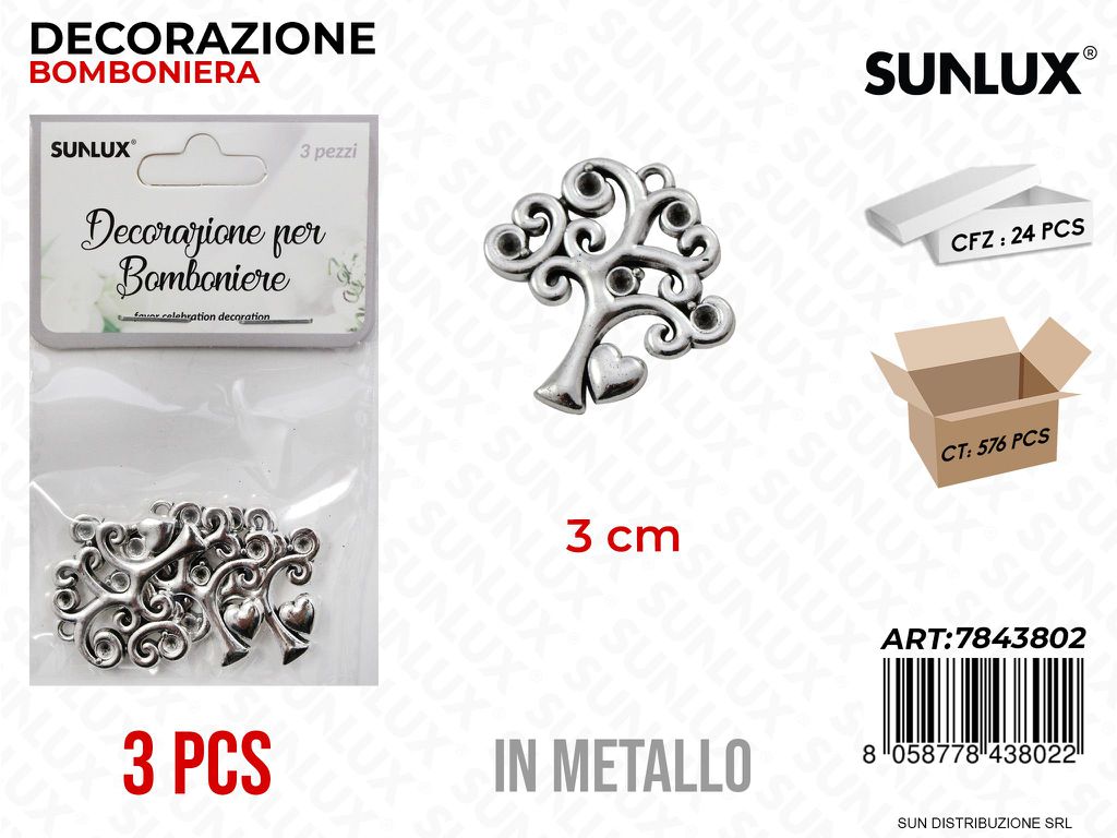 Dec. Bomboniere Metallo Albero Vita 3PCS 3CM