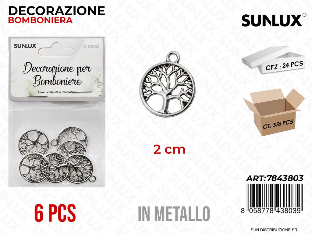 Sunlux Dec. Bomb. Metallo Albero Vita 6PCS 2CM
