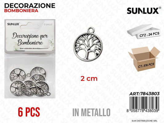 Sunlux Dec. Bomb. Metallo Albero Vita 6PCS 2CM