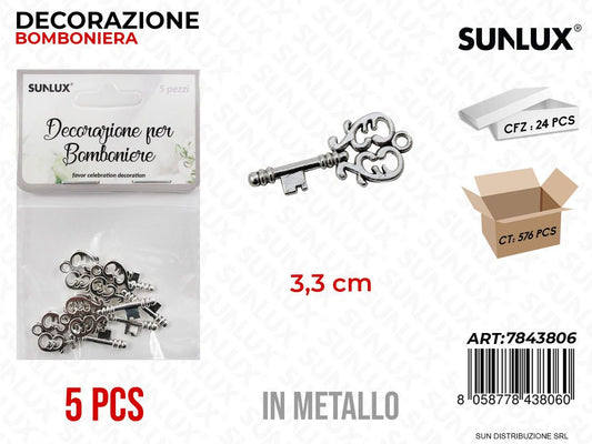 Sunlux Dec. Bomb. Metallo Chiave 5PCS 3.3CM