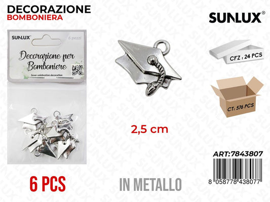 Dec. Bomboniere Metallo Laurea 6PCS 2.5CM