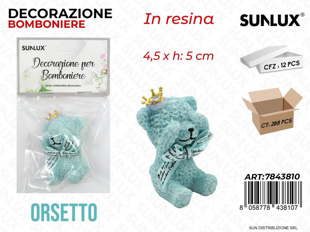 Dec. Bomboniere Resina Orsetto Cel. 4.5*5CM